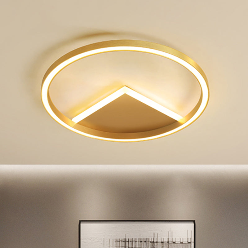 Nordic Led Geometric Ceiling Light - Gold Metallic Flush Mount Fixture For Bedroom