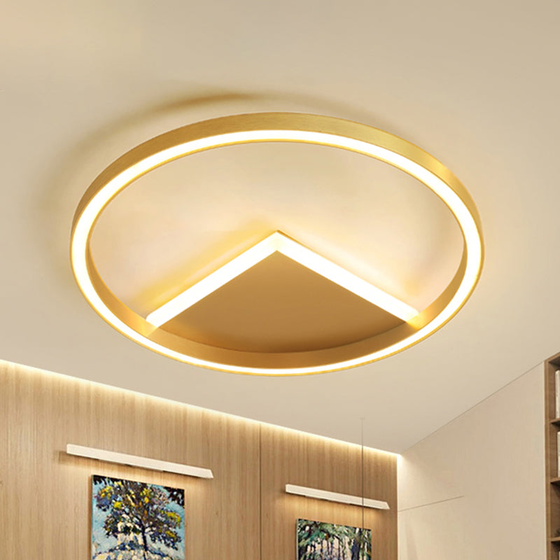 Nordic Led Geometric Ceiling Light - Gold Metallic Flush Mount Fixture For Bedroom