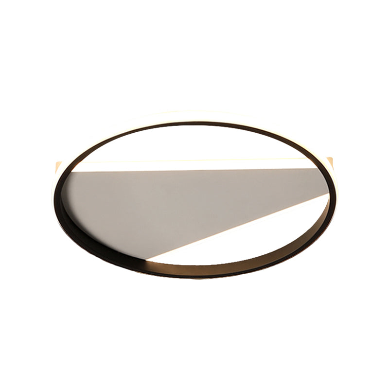 Modern Metal Led Black Flushmount Light Fixture In Geometric Design - 16.5 Or 20.5 Width