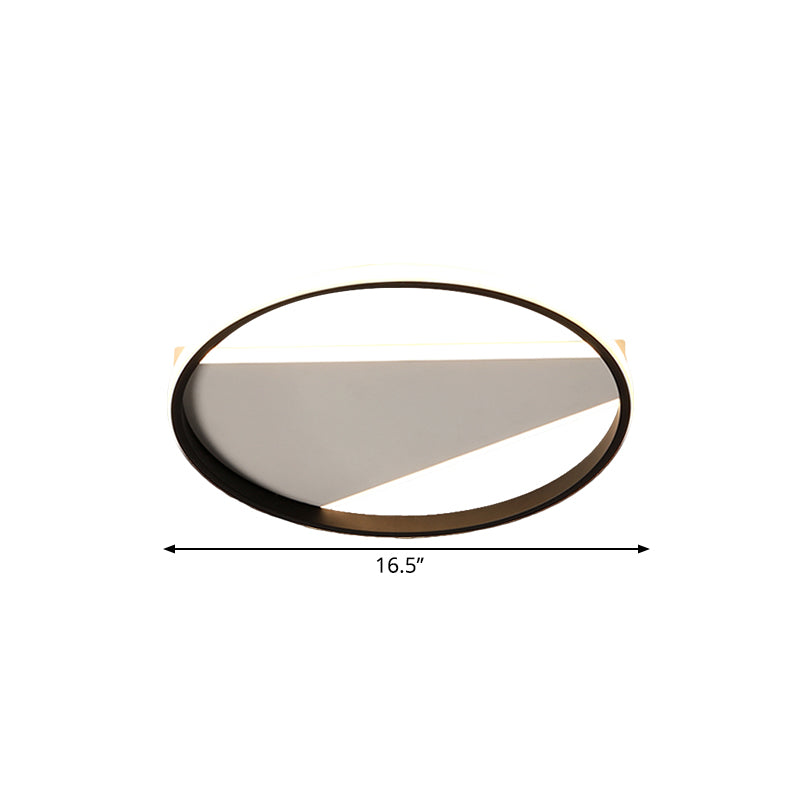 Modern Metal Led Black Flushmount Light Fixture In Geometric Design - 16.5 Or 20.5 Width