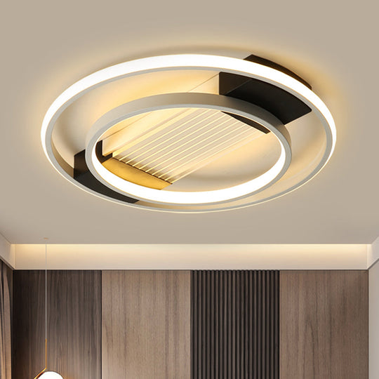 Black Acrylic Circular Flush Mount Led Ceiling Light Nordic Design 16.5/20.5 Wide
