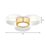 Contemporary Circle Ceiling Light: Acrylic 3/4/5 Bulbs Flush Mount Gold Finish