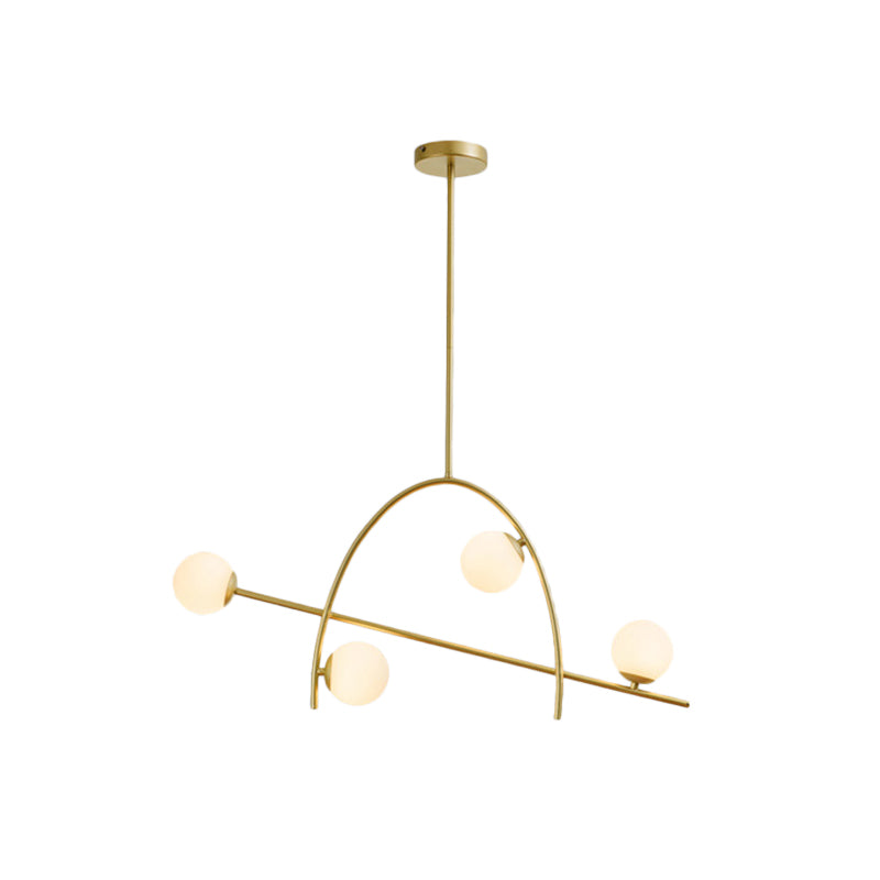 Contemporary 4-Light Gold Sphere Chandelier With Cream Glass Shade - Warm/White Lighting