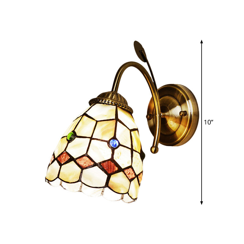 Baroque Gold Shell Wall Lamp With Arched Arm
