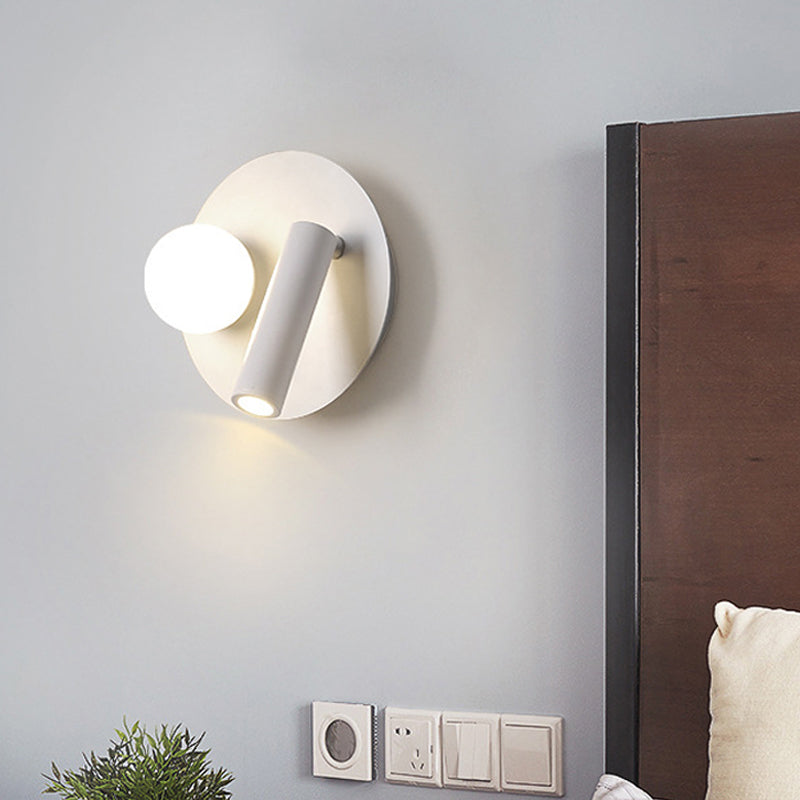 Round Wall Sconce With Warm/White Led Downlight In Simplicity Acrylic White /