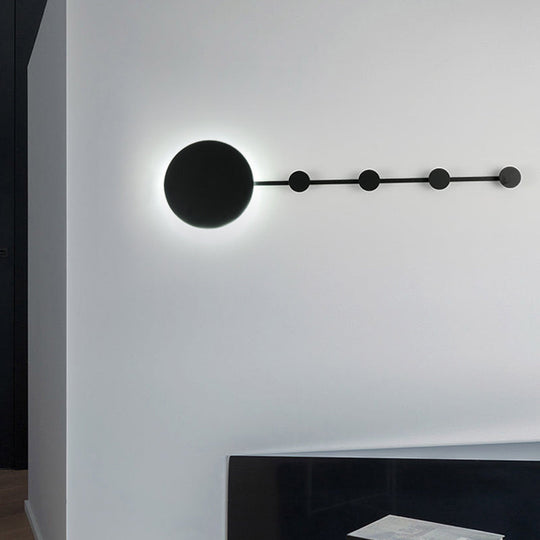 Modern Metal Circle Wall Mount Led Sconce In Black/White With Warm/White Light