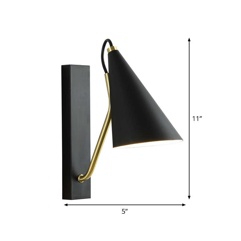 Modern Black Tapered Wall Lighting Fixture - Stylish Metallic Mounted Lamp For Dining Room 1 Light