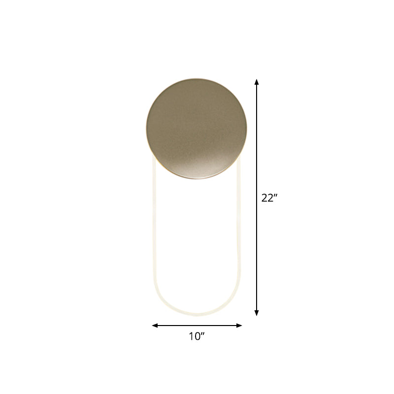 Contemporary Oval Wall Lamp With Led Acrylic Light Fixture And Gold Metal Shade For Bedrooms