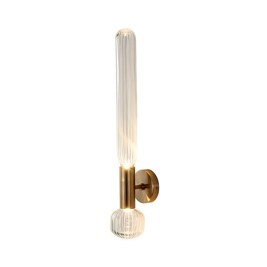 Modern Clear Glass Led Nordic Wall Light In Gold For Bedroom