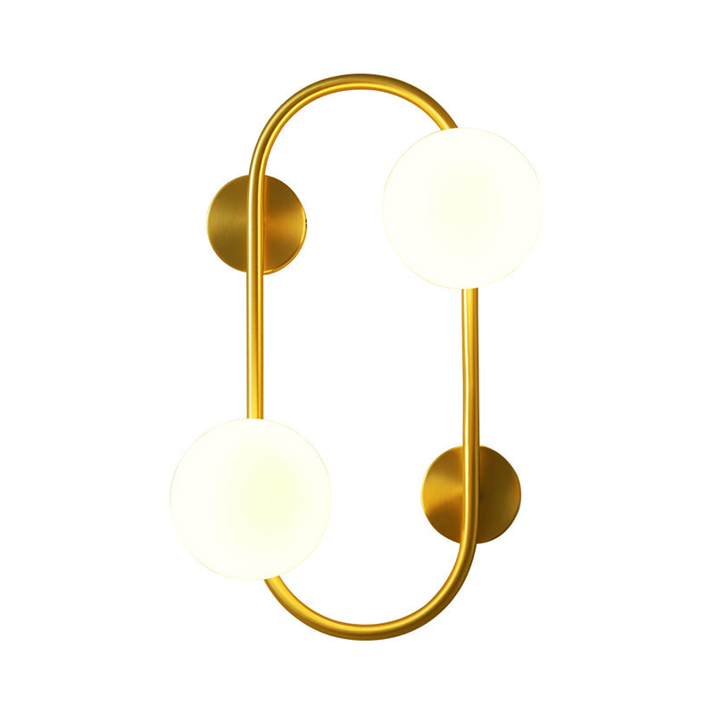 Modern Milk Glass Led Wall Mount Lamp With Brass Finish - Ideal For Bedroom Lighting