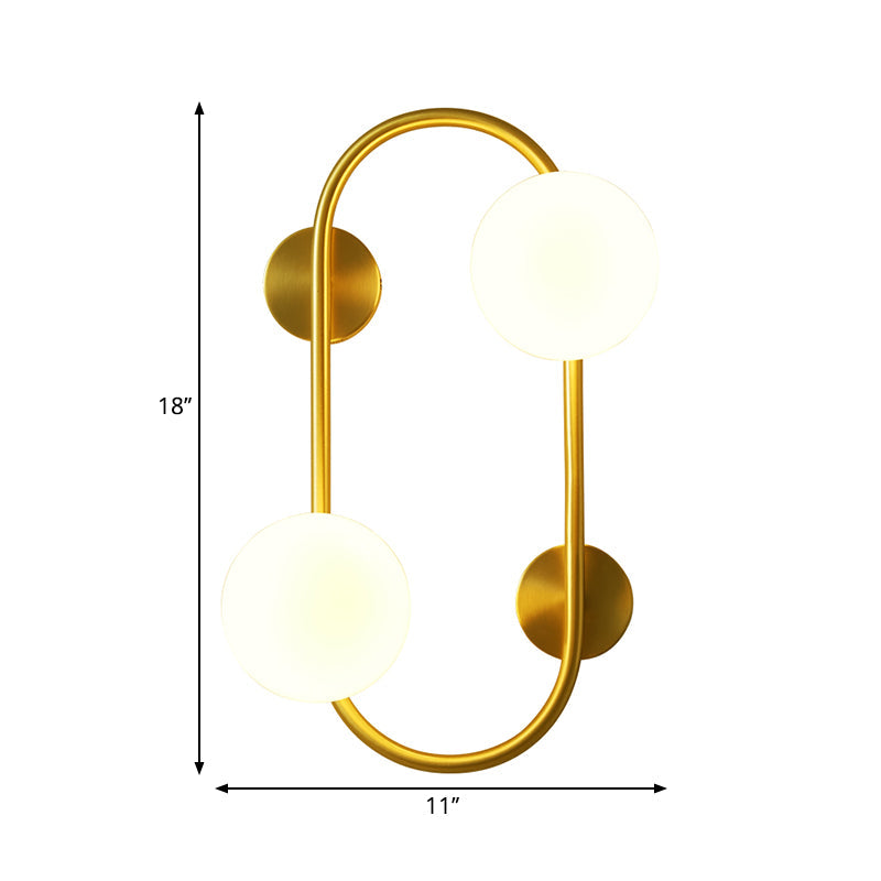 Modern Milk Glass Led Wall Mount Lamp With Brass Finish - Ideal For Bedroom Lighting