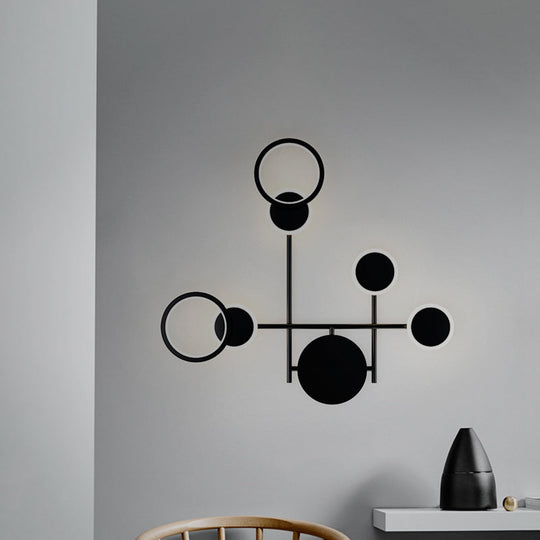 Contemporary Led Wall Sconce In Metallic Round Design - Black 2/3/4 Lights 4 /