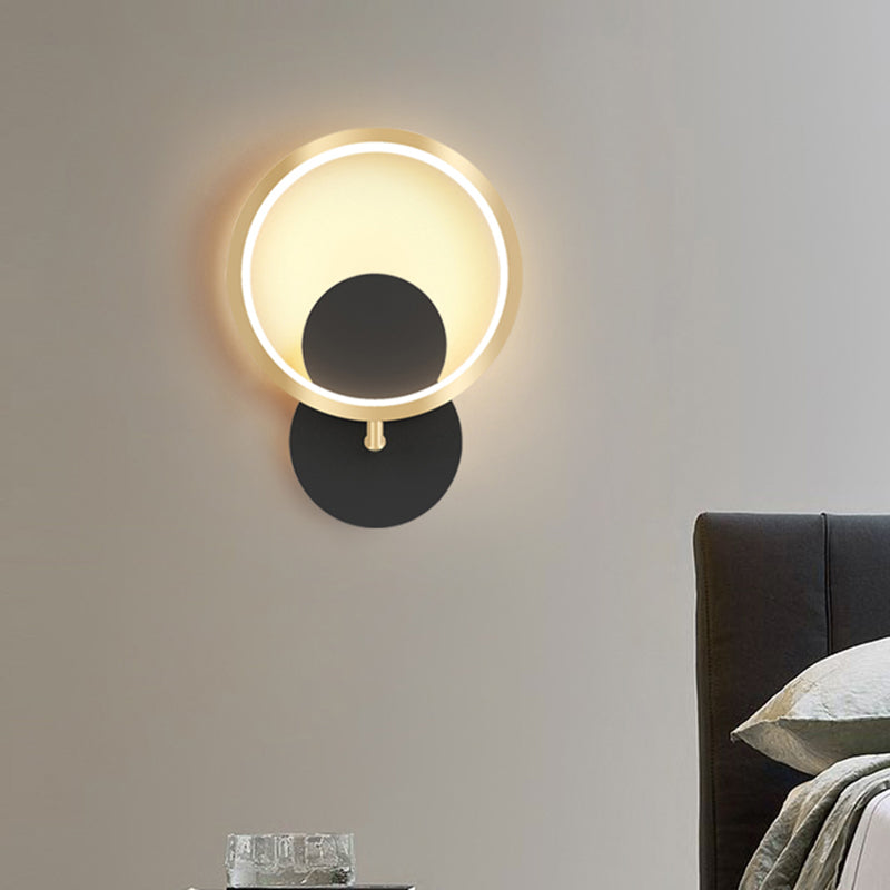 Nordic Metallic Led Wall Mount Lamp - Elegant Black Lighting For Bedroom