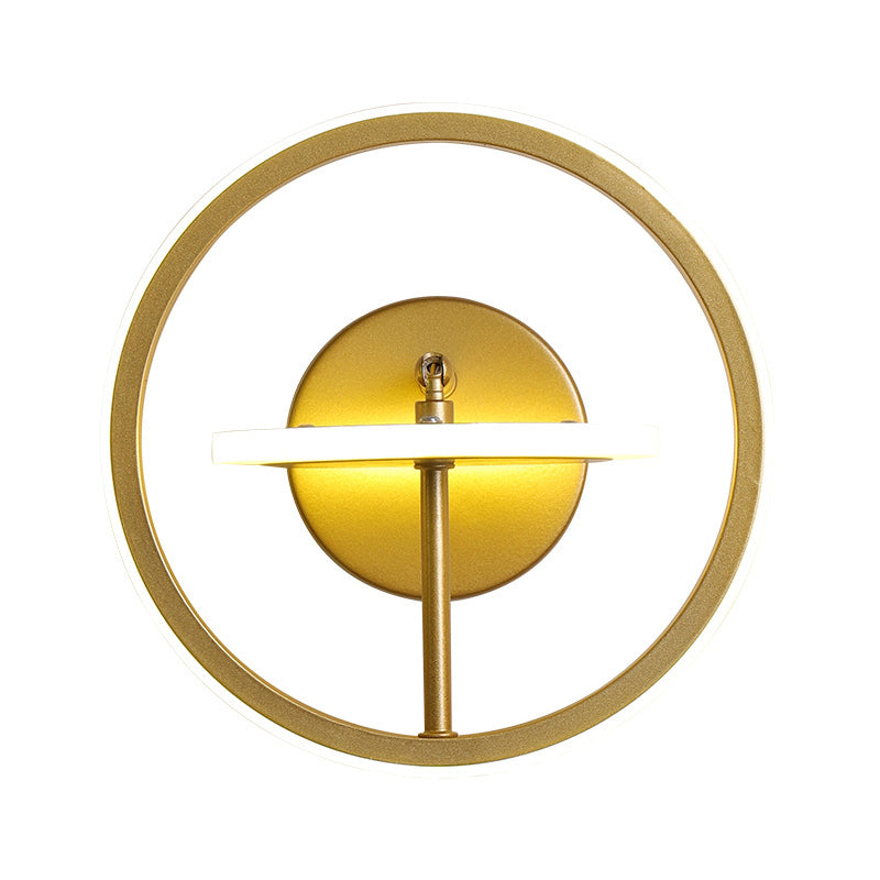 Modernist Led Wall Light Fixture With Adjustable Arm In Gold - Metal Circle Lighting Warm/White