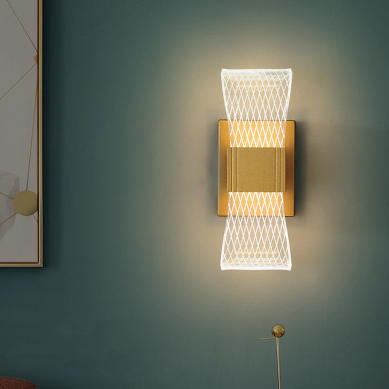 Nordic Bowknot-Style Acrylic Led Wall Light: 1/2 Bulb Gold Sconce Lighting (Warm/White) 1 / Warm