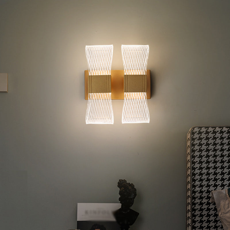 Nordic Bowknot-Style Acrylic Led Wall Light: 1/2 Bulb Gold Sconce Lighting (Warm/White)