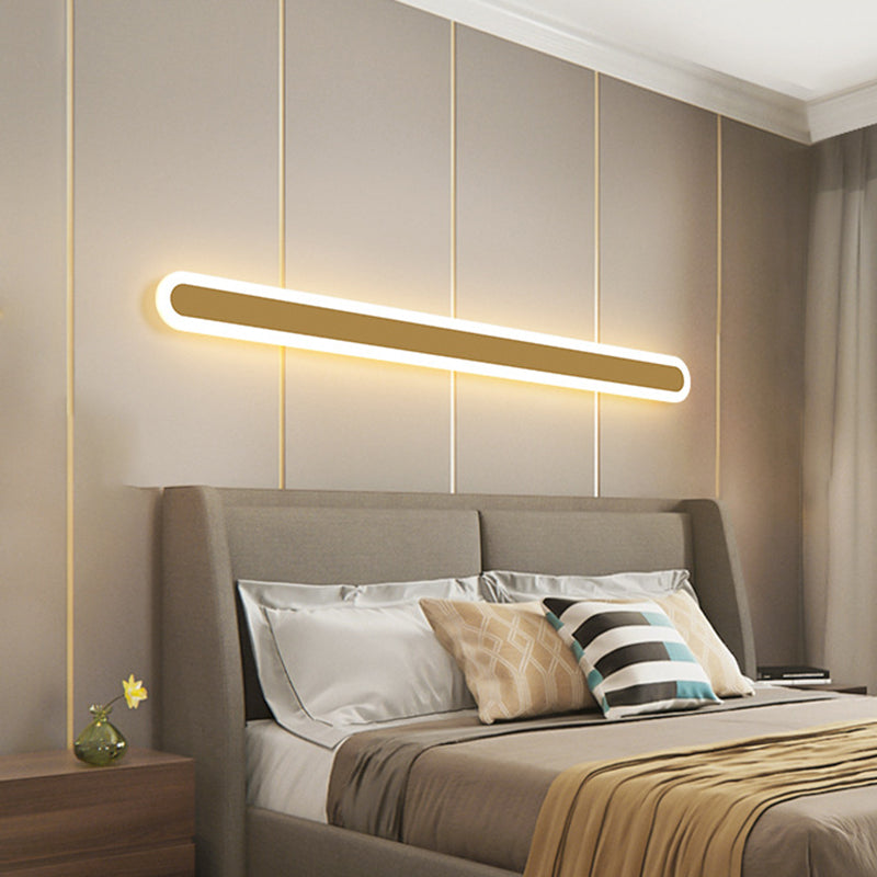 Modern Led Oblong Bedroom Wall Sconce Light - Acrylic Minimalist Design Warm/White 12/16/23.5 Sizes