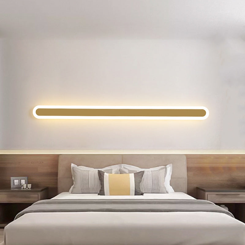 Modern Led Oblong Bedroom Wall Sconce Light - Acrylic Minimalist Design Warm/White 12/16/23.5 Sizes