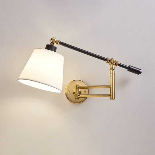 Modernist 1-Light Metallic Wall Light Fixture With Adjustable Shade - Black/White Mount Lamp