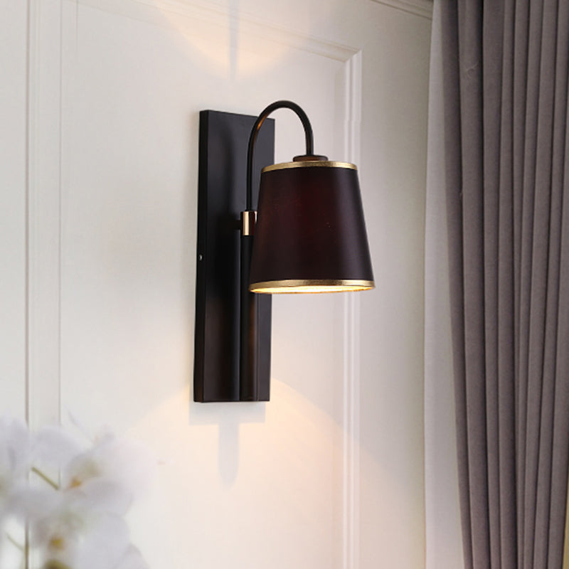 Minimalist Black Conical Wall Sconce Lighting - Nordic 1-Bulb Mount Light With Gooseneck Arm