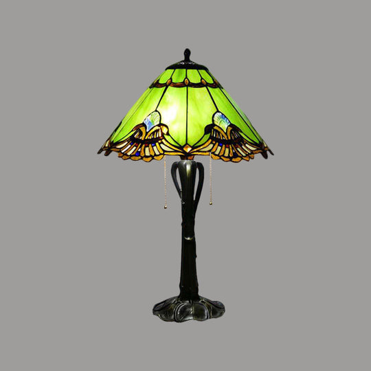 Victorian Cut Glass Cone/Dome Nightstand Lamp With Blossom Pattern