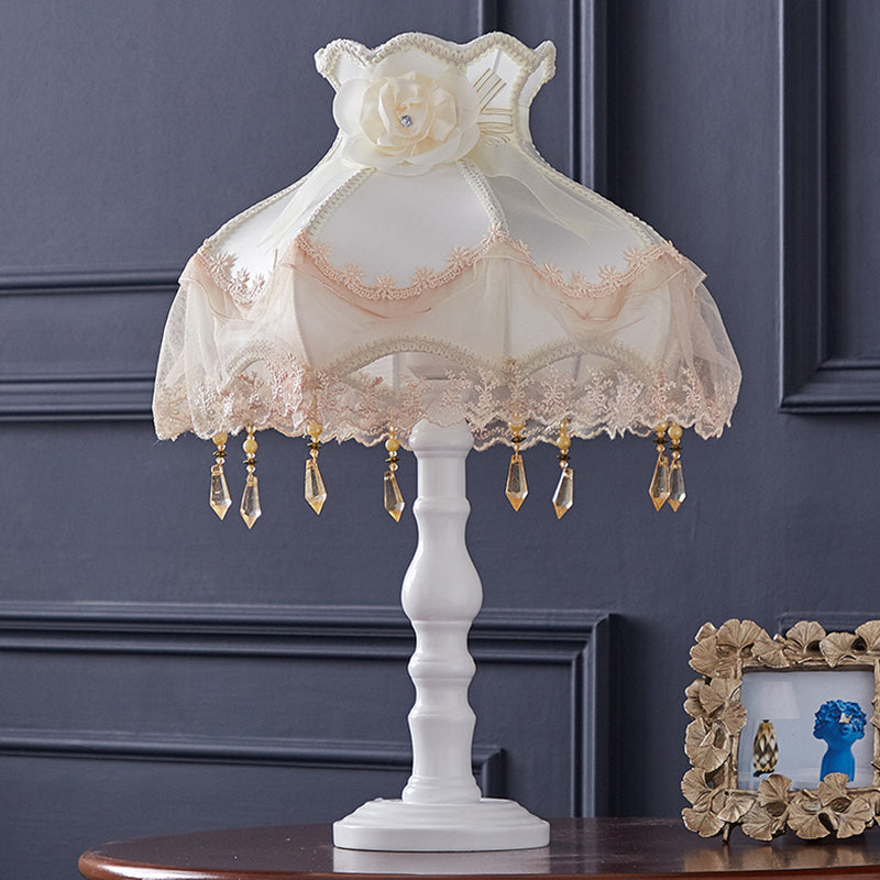 Scandinavian Fabric Panel Dome Table Light - Crystal Spears Décor White