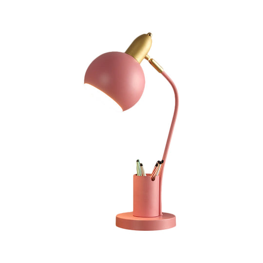 Metal Dome Nightstand Lamp: Macaron 1-Head White/Pink/Yellow With Tubular Penrack Design