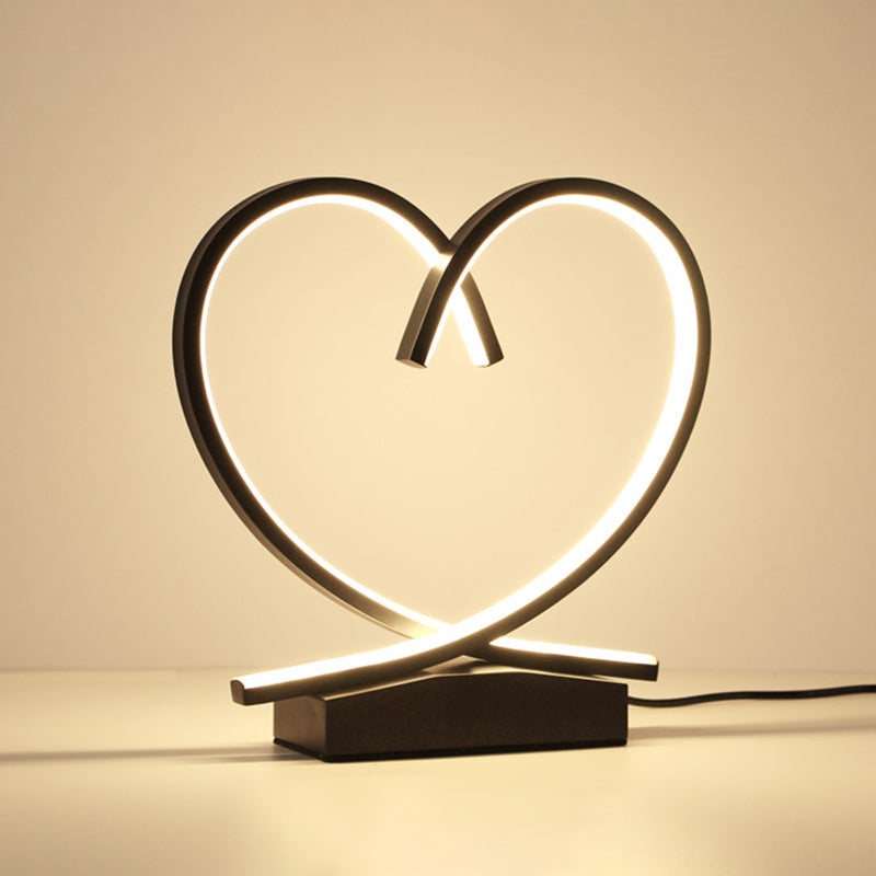 Sleek Wooden Night Table Light: Loving Heart Design Led Desk Lighting For Bedrooms Black/White/Wood