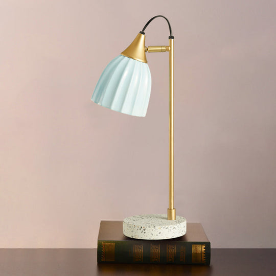 Kids Style Porcelain Dome Desk Lamp 1 Light Night Lighting With Adjustable Joint In Pink/Blue/Green