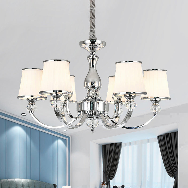 Modern Opal Glass Ceiling Hang Fixture With Chrome/Gold Pendant Chandelier - 3/6 Lights Curved Arm 6