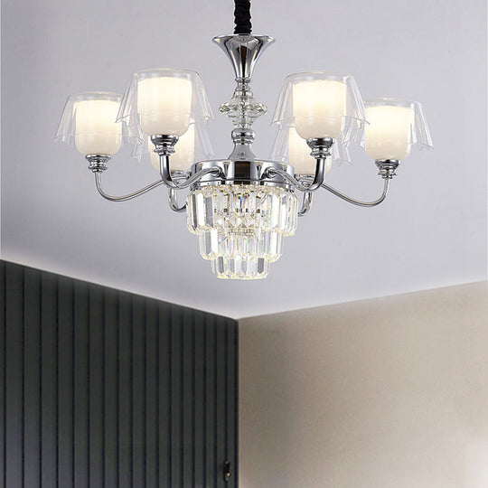 Minimalist Crystal Chandelier With Chrome Finish And Clear Glass Shade