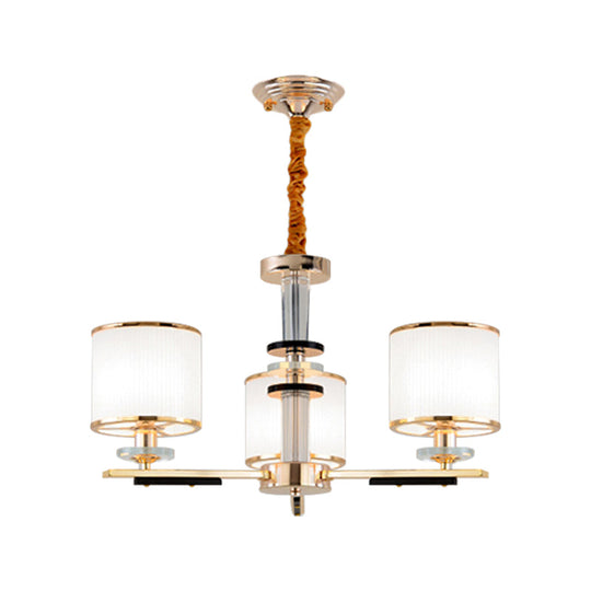 Gold Chandelier With Opal Glass Shade For Drawing Room Ceiling