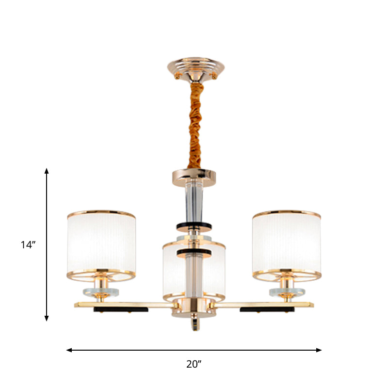 Gold Chandelier With Opal Glass Shade For Drawing Room Ceiling