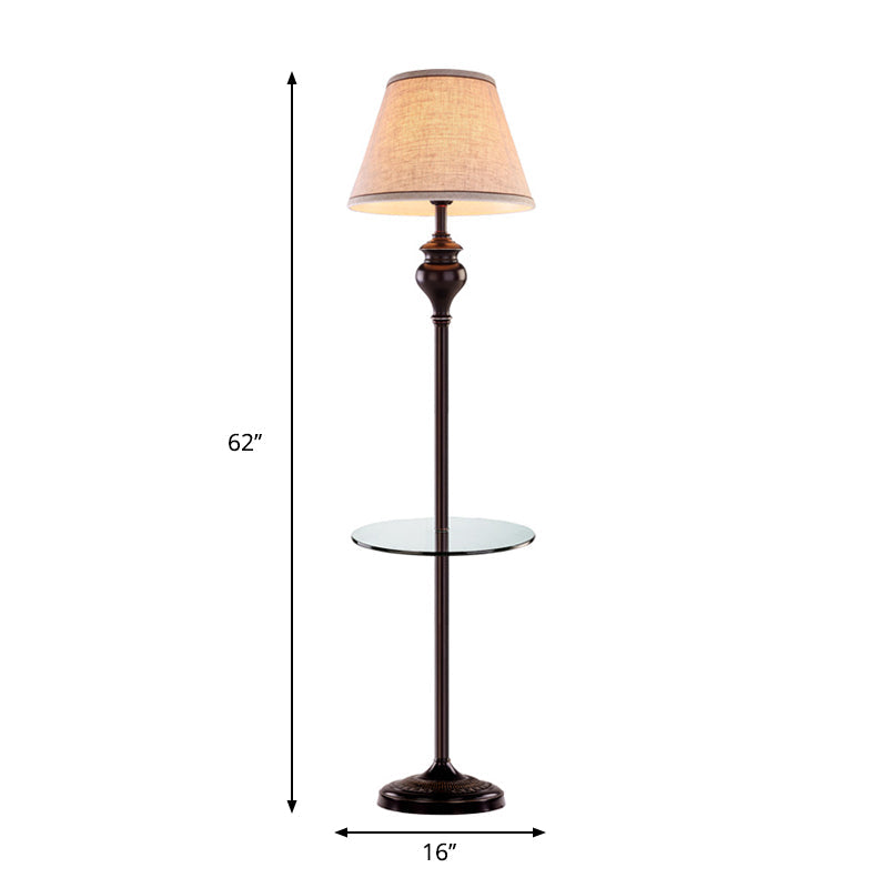 Traditional Conic Floor Lamp With Fabric Shade - Apricot