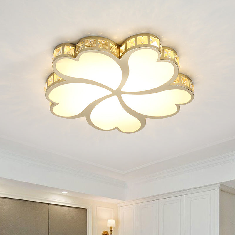 Modern Floral Led Gold Ceiling Light For Sleeping Room With Crystal Flush Mount