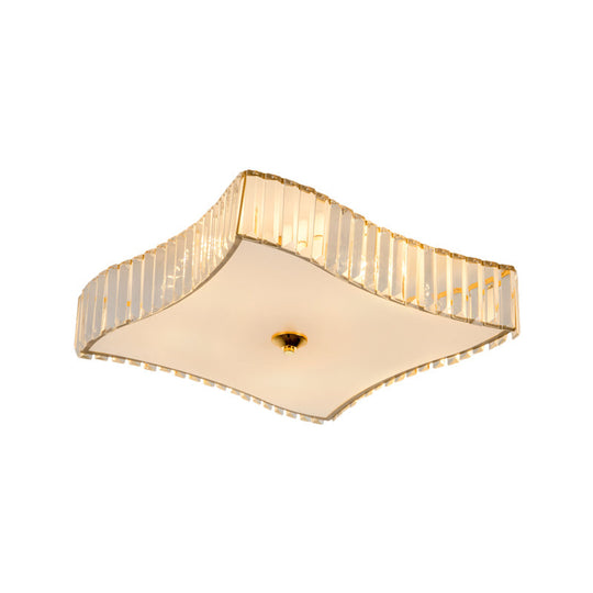 Simplicity White Flush Mount Lamp With Clear Crystal Shade - 6 Lights