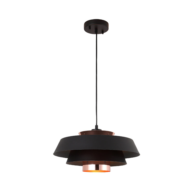 Contemporary 3-Tiered Metal Pendant Ceiling Light with 1 Bulb for Dining Room - Black/White