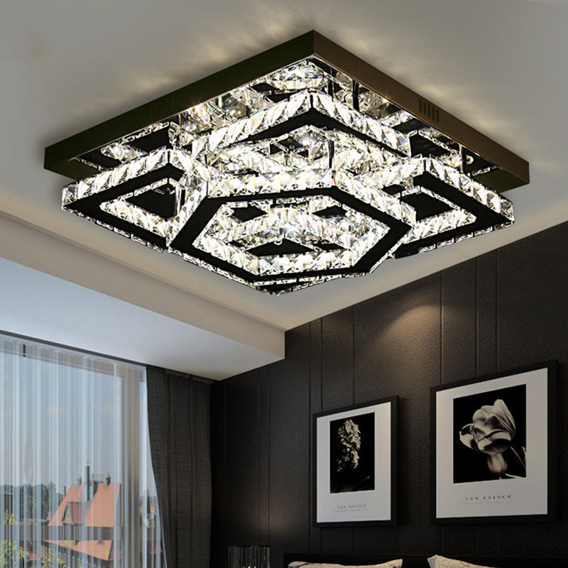 Crystal Shade Led Ceiling Light For Sleeping Room In Warm/White With Chrome Finish
