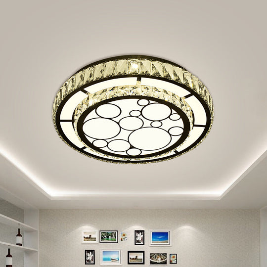 Contemporary Crystal Led Ceiling Light Flush Mount - Modern Hand-Cut Design Chrome Finish 10/19 Wide