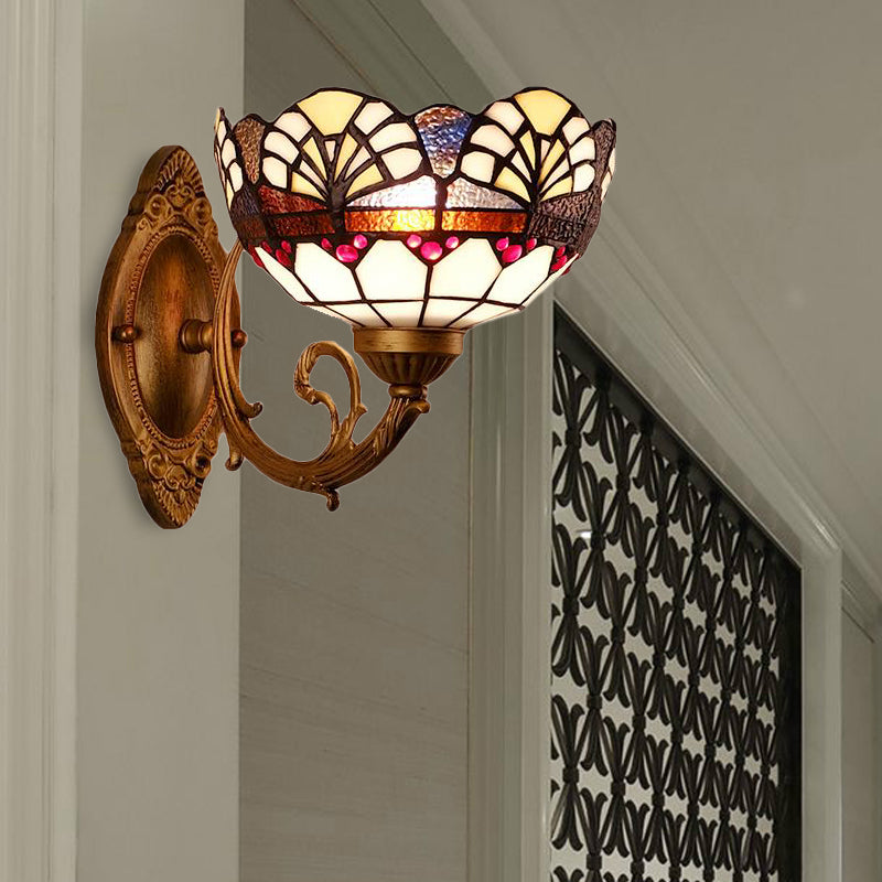 Vintage Stained Glass Wall Sconce Light For Living Room