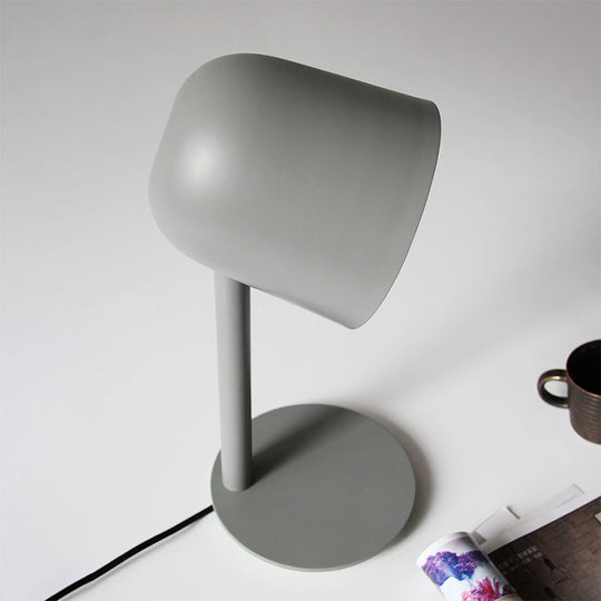 Macaron Style Study Room Desk Lamp - Dome Metallic Shade Gray/White Lighting With 1 Light Grey
