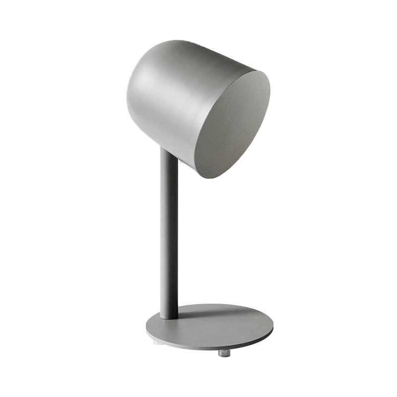 Macaron Style Study Room Desk Lamp - Dome Metallic Shade Gray/White Lighting With 1 Light