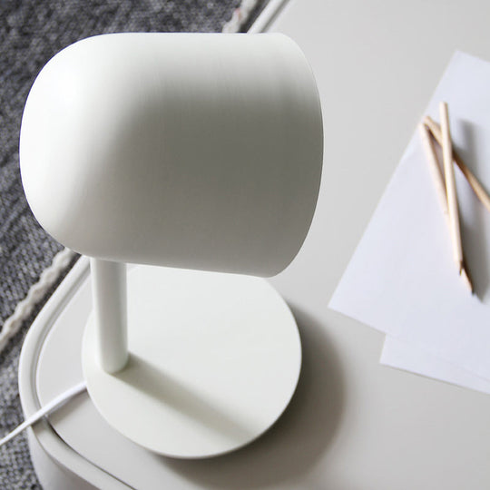Macaron Style Study Room Desk Lamp - Dome Metallic Shade Gray/White Lighting With 1 Light White