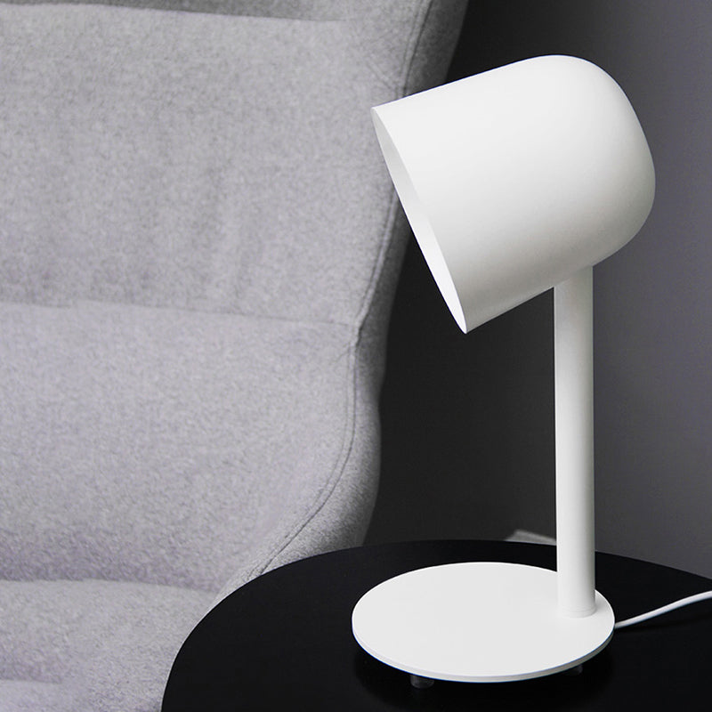 Macaron Style Study Room Desk Lamp - Dome Metallic Shade Gray/White Lighting With 1 Light