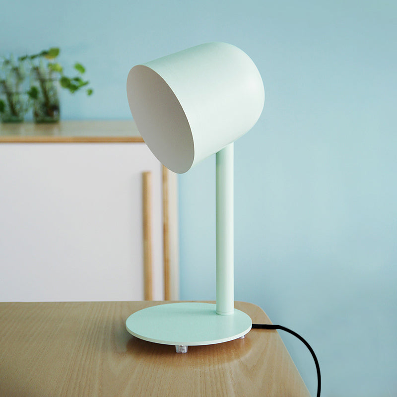 Macaron Style Study Room Desk Lamp - Dome Metallic Shade Gray/White Lighting With 1 Light Green