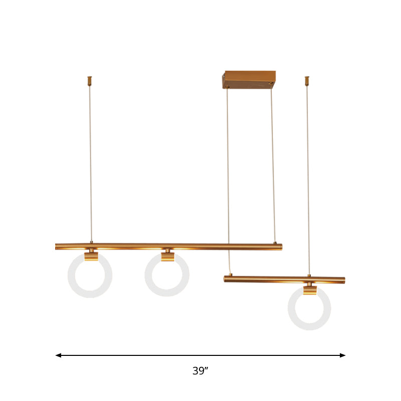 Modern Metal Chandelier Lamp - Round & Linear Design Led Gold Hanging Light Kit 33.5/39/47 Wide