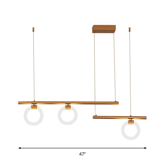 Modern Metal Chandelier Lamp - Round & Linear Design Led Gold Hanging Light Kit 33.5/39/47 Wide
