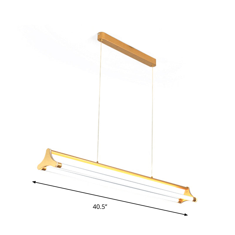 Contemporary Gold Tube Chandelier: Led Pendant Lamp For Living Room (25/40.5/32.5 Width) Warm/White
