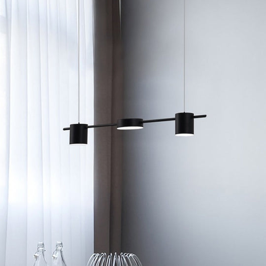 Modern Linear Metallic Chandelier Light - 3/5 Heads Black/Gold Hanging Lamp With Rotatable Shade