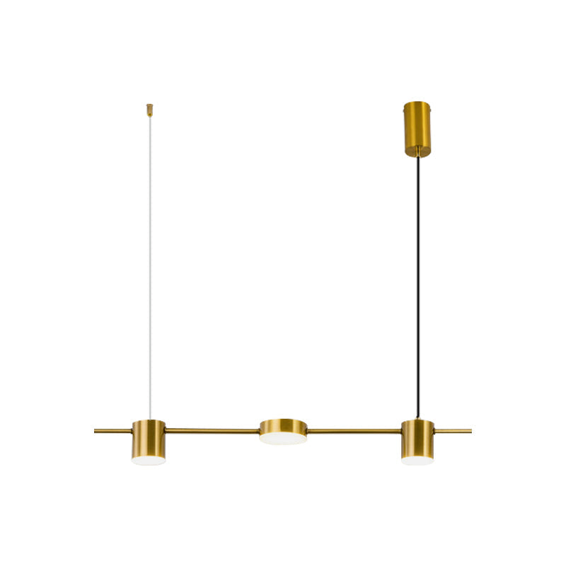 Modern Linear Metallic Chandelier Light - 3/5 Heads Black/Gold Hanging Lamp With Rotatable Shade